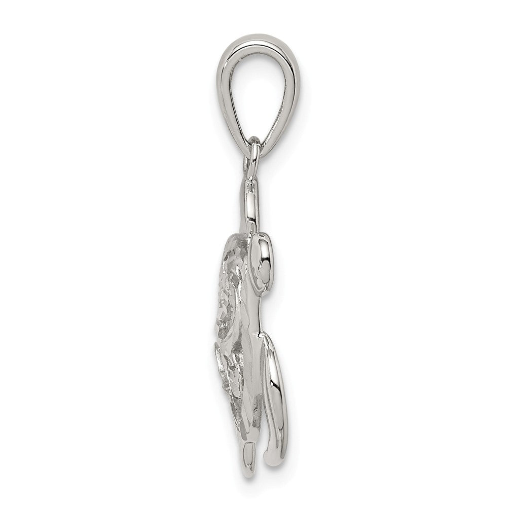 Million Charms 925 Sterling Silver Diamond-Cut Turtle Pendant