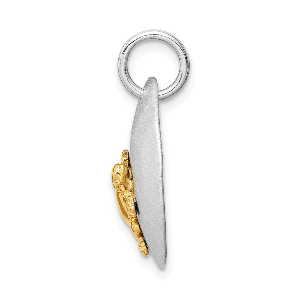 Million Charms 925 Sterling Silver Gold-Tone Frog Brushed Pendant