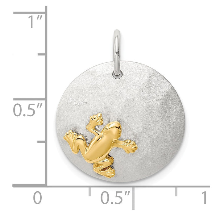 Million Charms 925 Sterling Silver Gold-Tone Frog Brushed Pendant