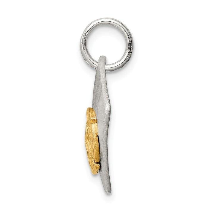 Million Charms 925 Sterling Silver Gold-Tone Seashell Brushed Pendant