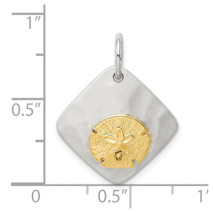 Million Charms 925 Sterling Silver Gold-Tone Seashell Brushed Pendant