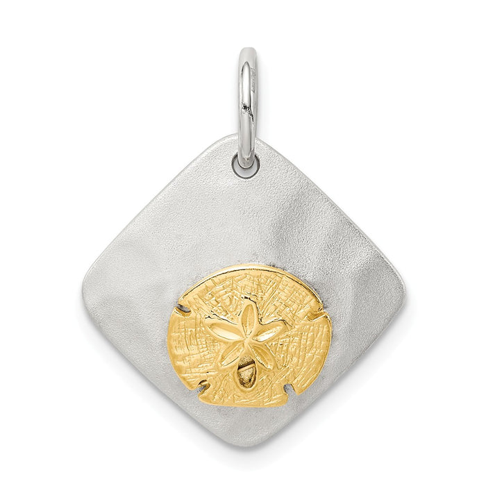 Million Charms 925 Sterling Silver Gold-Tone Seashell Brushed Pendant