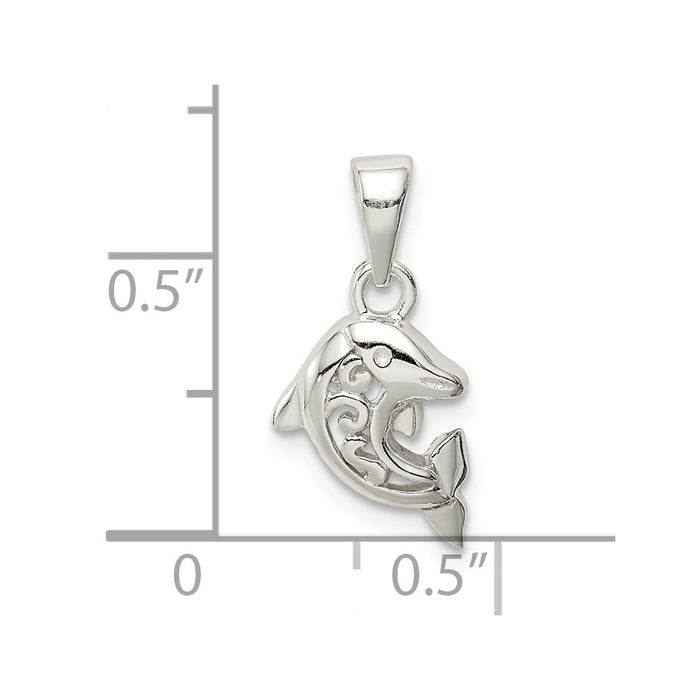 Million Charms 925 Sterling Silver Polished Dolphin Pendant