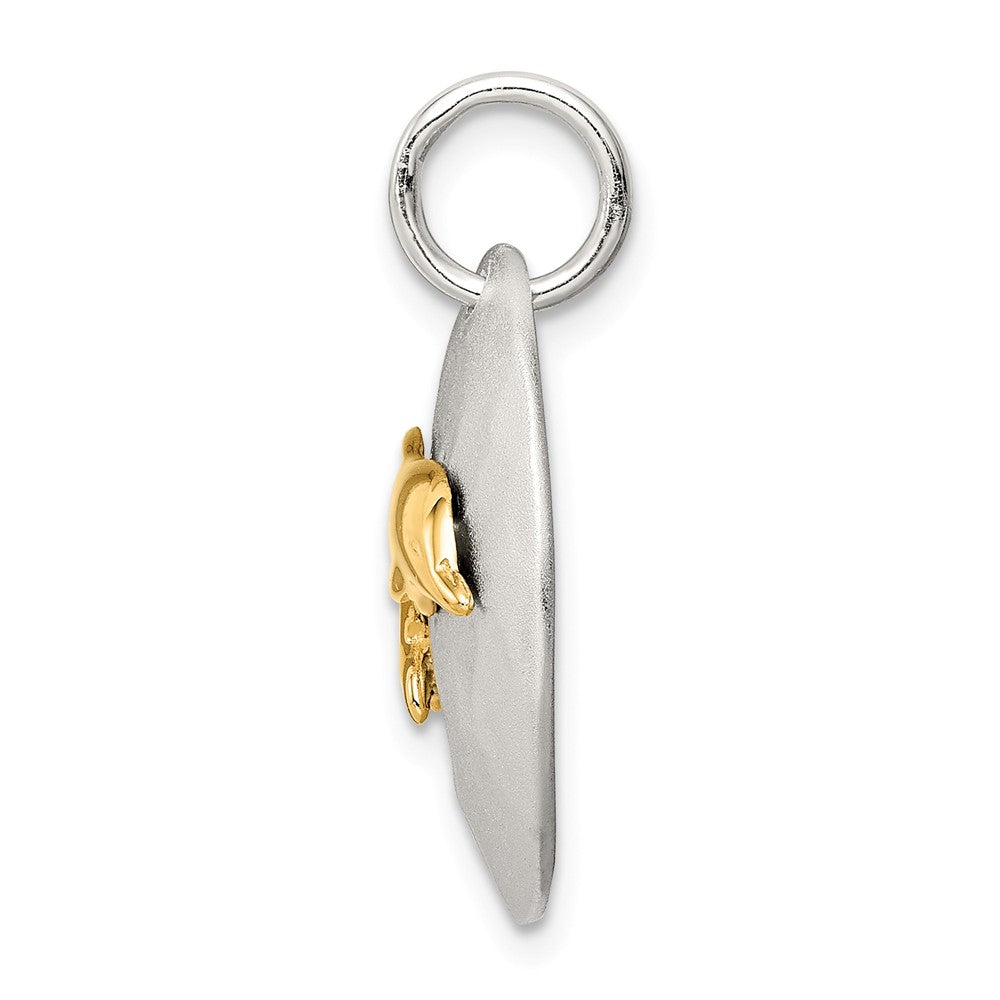 Million Charms 925 Sterling Silver Gold-Tone Dolphin Brushed Pendant