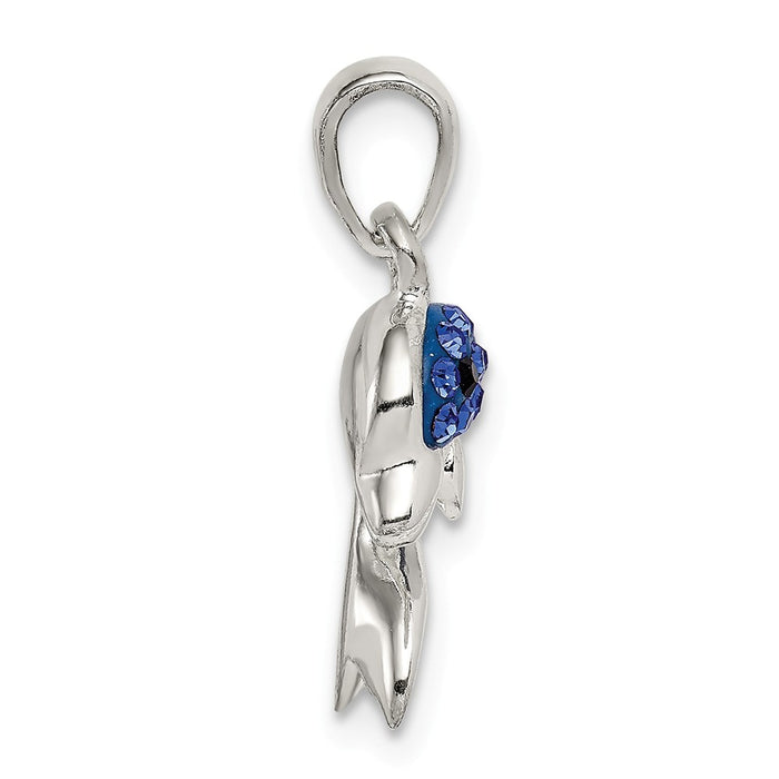 Million Charms 925 Sterling Silver Blue Preciosa Crystal Dolphin Pendant