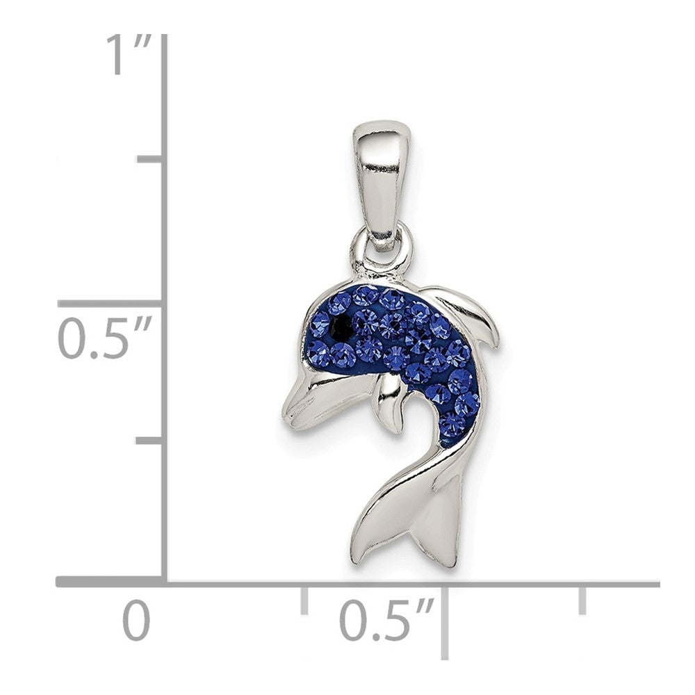 Million Charms 925 Sterling Silver Blue Preciosa Crystal Dolphin Pendant