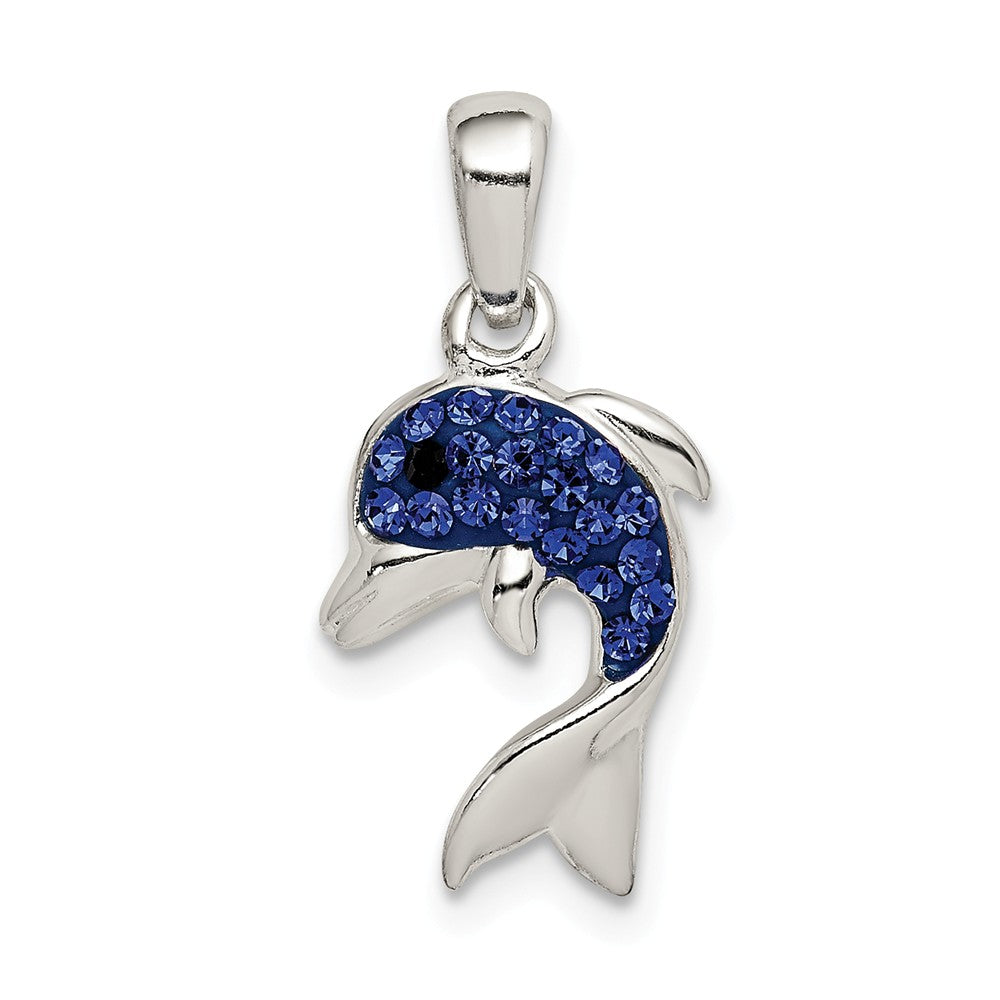 Million Charms 925 Sterling Silver Blue Preciosa Crystal Dolphin Pendant