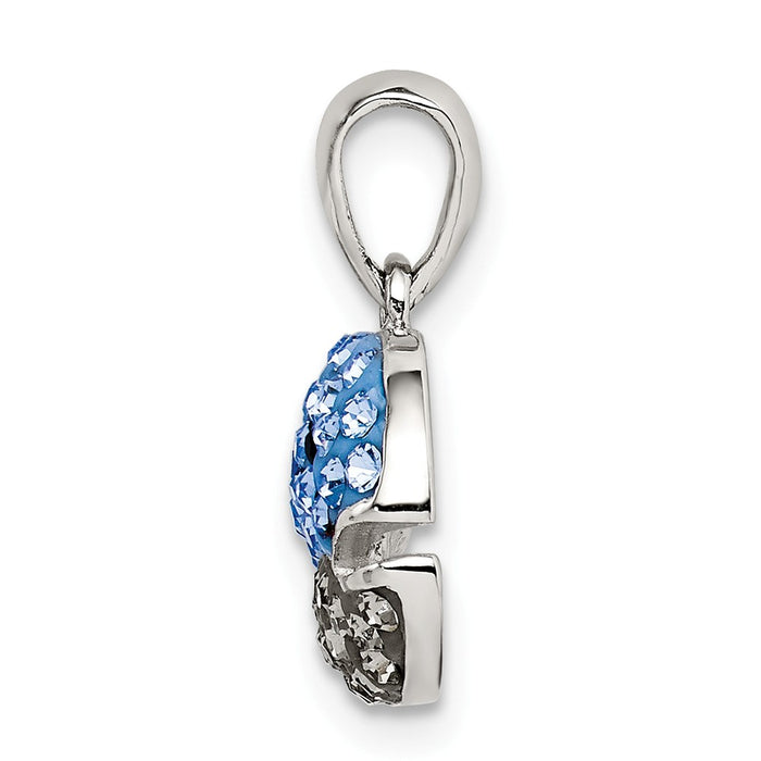 Million Charms 925 Sterling Silver Blue/Grey Preciosa Crystal Whale Pendant
