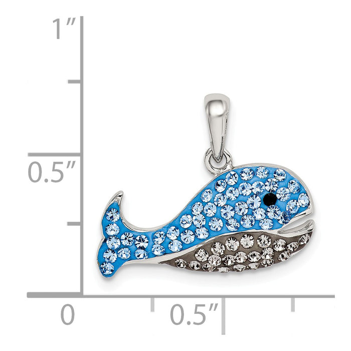 Million Charms 925 Sterling Silver Blue/Grey Preciosa Crystal Whale Pendant
