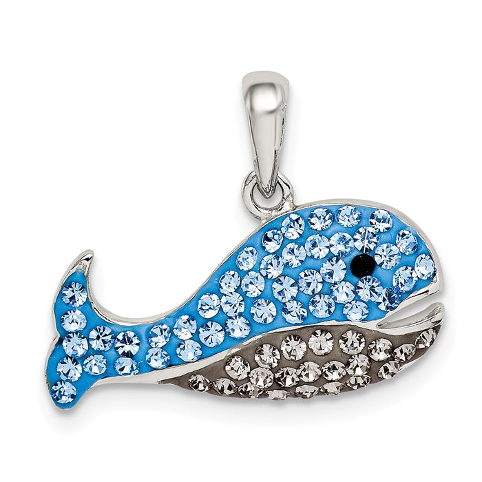 Million Charms 925 Sterling Silver Blue/Grey Preciosa Crystal Whale Pendant
