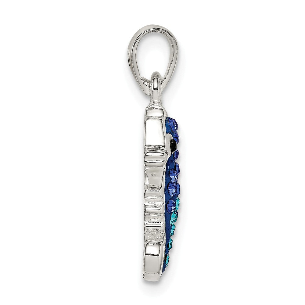 Million Charms 925 Sterling Silver Blue/Aqua Preciosa Crystal Nautical Seahorse Pendant