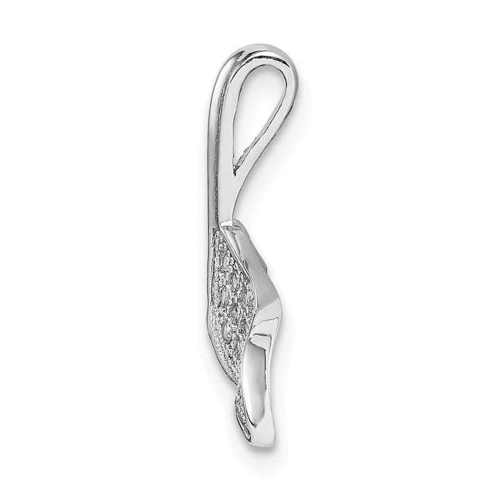 Million Charms 925 Sterling Silver Rhodium-Plated Polished (Cubic Zirconia) CZ Whale Tail Chain Slide