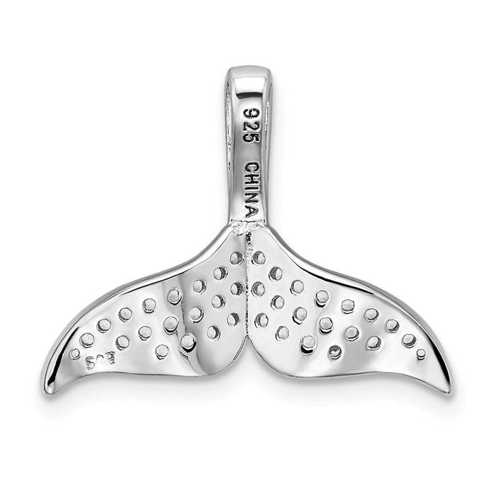 Million Charms 925 Sterling Silver Rhodium-Plated Polished (Cubic Zirconia) CZ Whale Tail Chain Slide