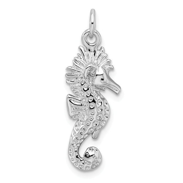 Million Charms 925 Sterling Silver Rhodium-Plated Nautical Seahorse Charm