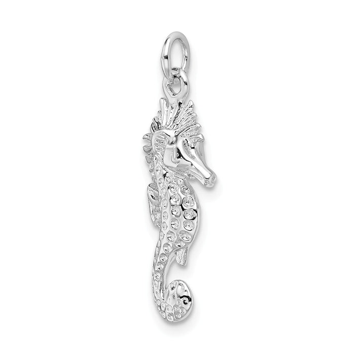 Million Charms 925 Sterling Silver Rhodium-Plated Nautical Seahorse Charm