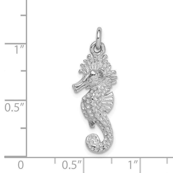 Million Charms 925 Sterling Silver Rhodium-Plated Nautical Seahorse Charm