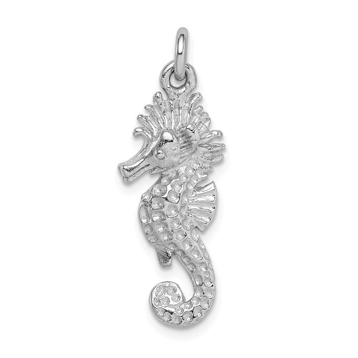 Million Charms 925 Sterling Silver Rhodium-Plated Nautical Seahorse Charm