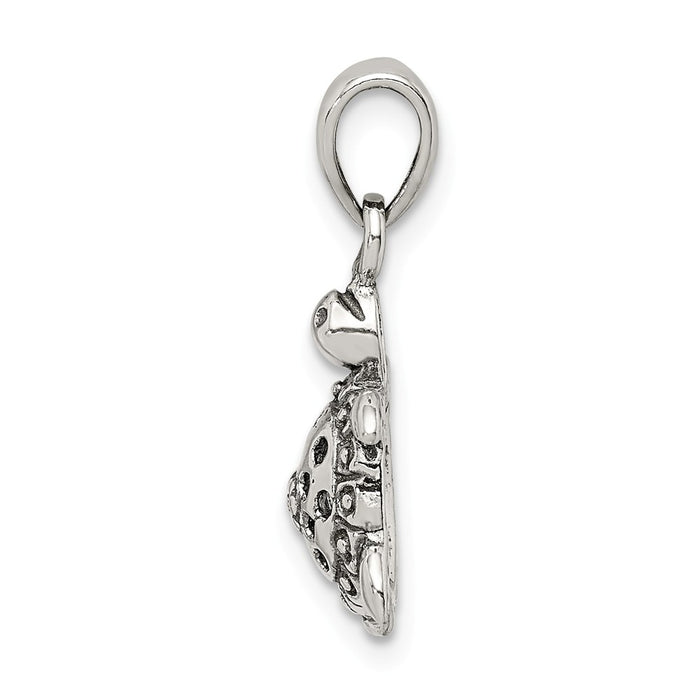 Million Charms 925 Sterling Silver Antiqued Turtle Pendant