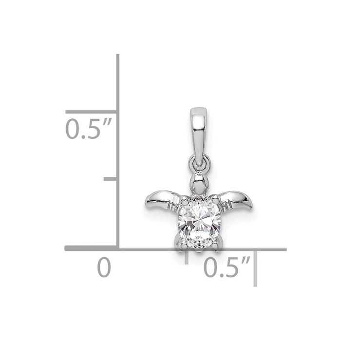 Million Charms 925 Sterling Silver Rhodium-plated Plated (Cubic Zirconia) CZ Turtle Pendant