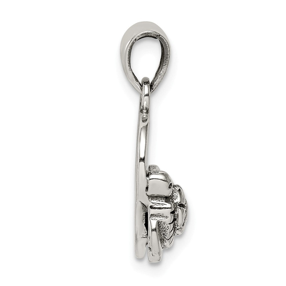 Million Charms 925 Sterling Silver Antiqued Heart, Turtle Pendant