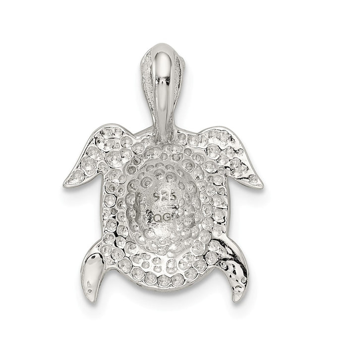 Million Charms 925 Sterling Silver Green Preciosa Crystal Turtle Pendant