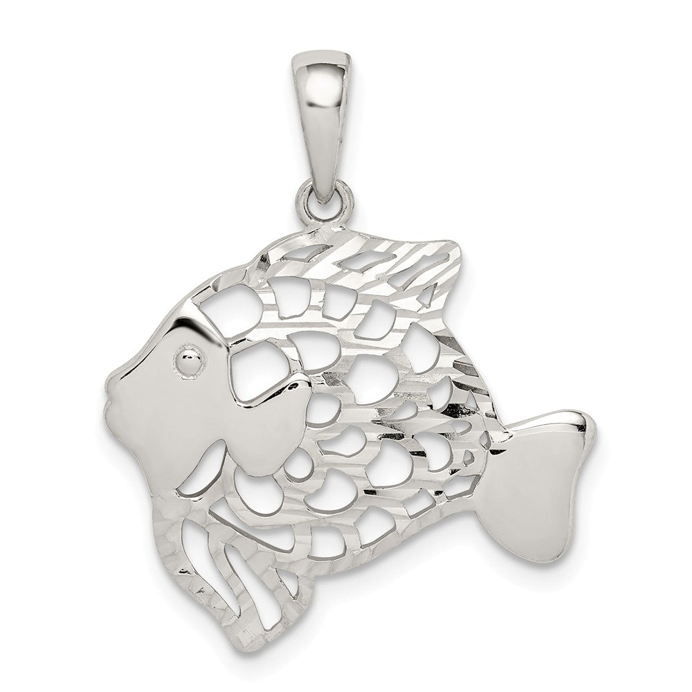 Million Charms 925 Sterling Silver Diamond-Cut Fish Pendant