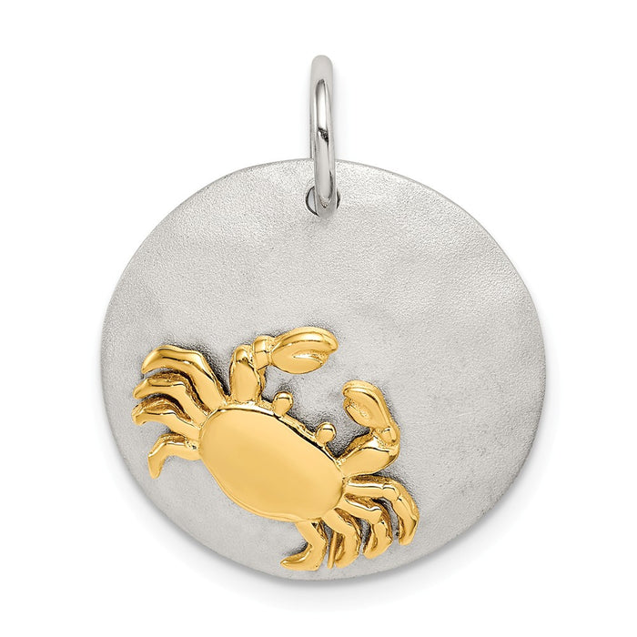 Million Charms 925 Sterling Silver Gold-Tone Crab Brushed Pendant
