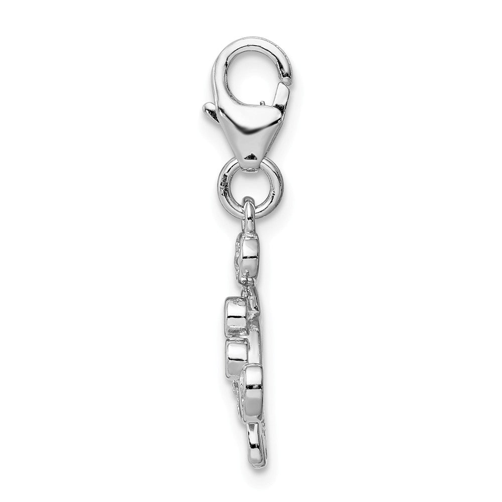 Million Charms 925 Sterling Silver Rhodium-Plated (Cubic Zirconia) CZ Crab With Lobster Clasp Charm