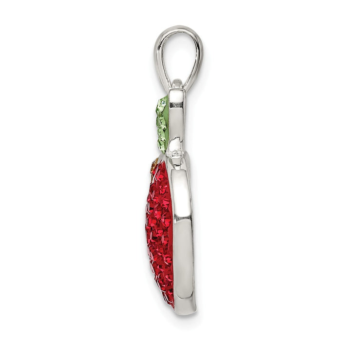 Million Charms 925 Sterling Silver Red Preciosa Crystal Apple With Worm Pendant
