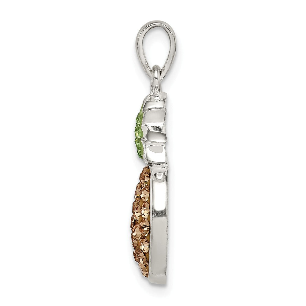 Million Charms 925 Sterling Silver Yellowith Green Preciosa Crystal Pineapple Pendant