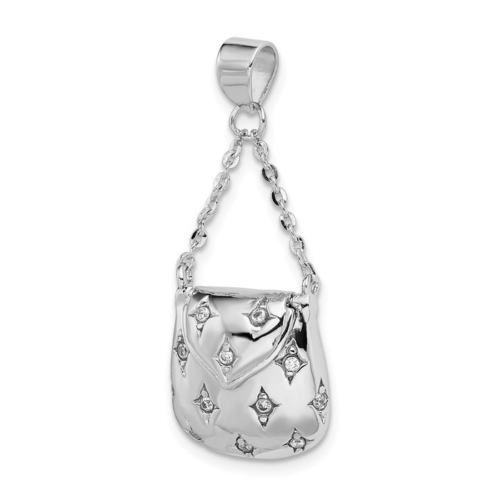 Million Charms 925 Sterling Silver Rhodium-Plated (Cubic Zirconia) CZ Handbag Pendant