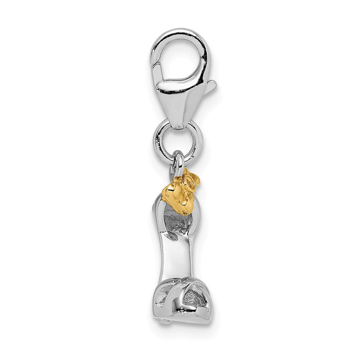 Million Charms 925 Sterling Silver Rhodium/Gold-Plated High Heel With Lobster Clasp Charm