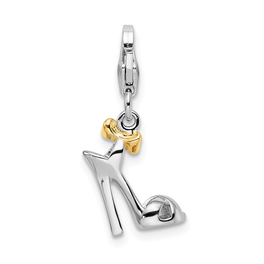 Million Charms 925 Sterling Silver Rhodium/Gold-Plated High Heel With Lobster Clasp Charm