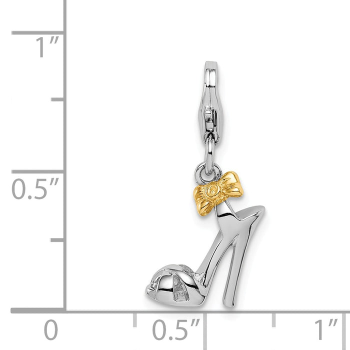 Million Charms 925 Sterling Silver Rhodium/Gold-Plated High Heel With Lobster Clasp Charm