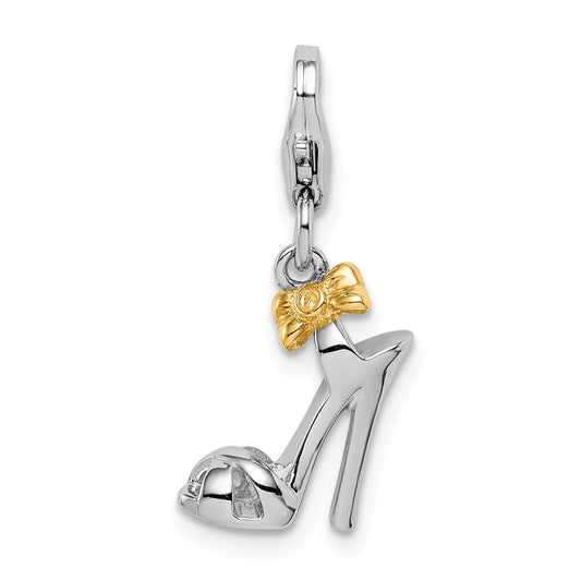 Million Charms 925 Sterling Silver Rhodium/Gold-Plated High Heel With Lobster Clasp Charm