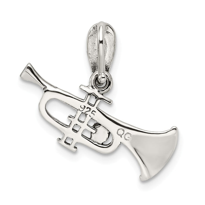 Million Charms 925 Sterling Silver Antiqued Marcasite Trumpet Pendant