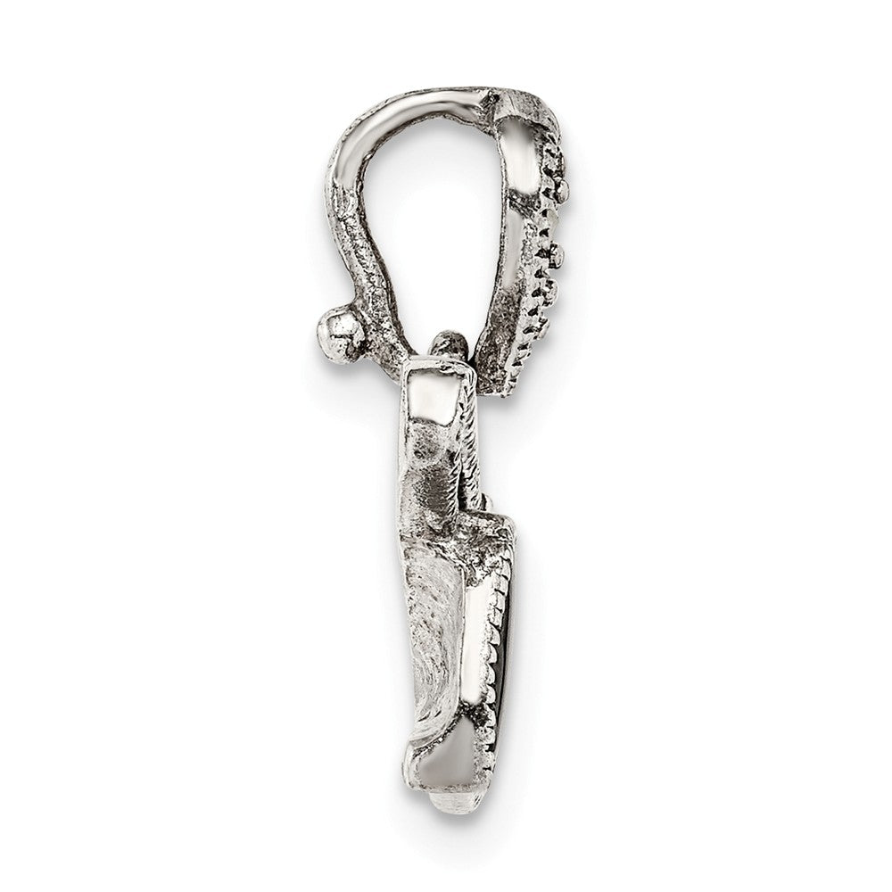 Million Charms 925 Sterling Silver Antiqued Marcasite & Black Epoxy Trombone Pendant