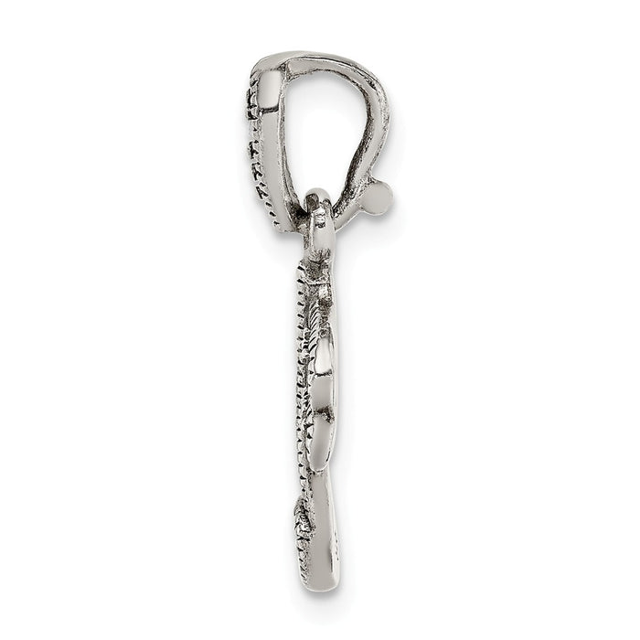 Million Charms 925 Sterling Silver Antiqued Marcasite Music Note Pendant