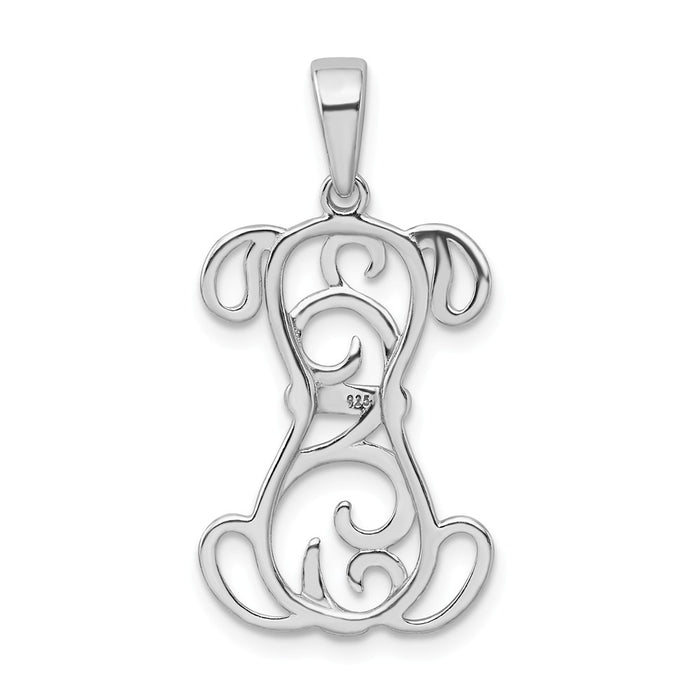 Million Charms 925 Sterling Silver Rhodium-plated Plated Dog Pendant