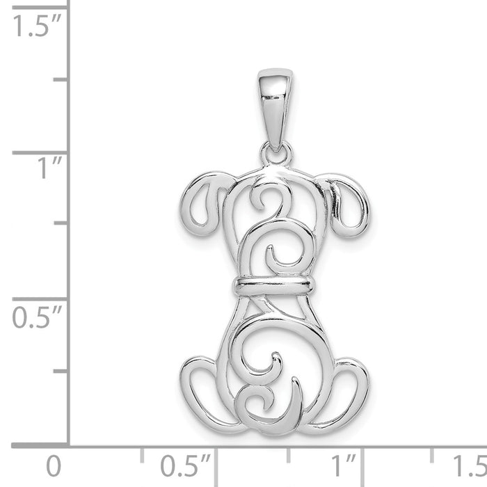 Million Charms 925 Sterling Silver Rhodium-plated Plated Dog Pendant