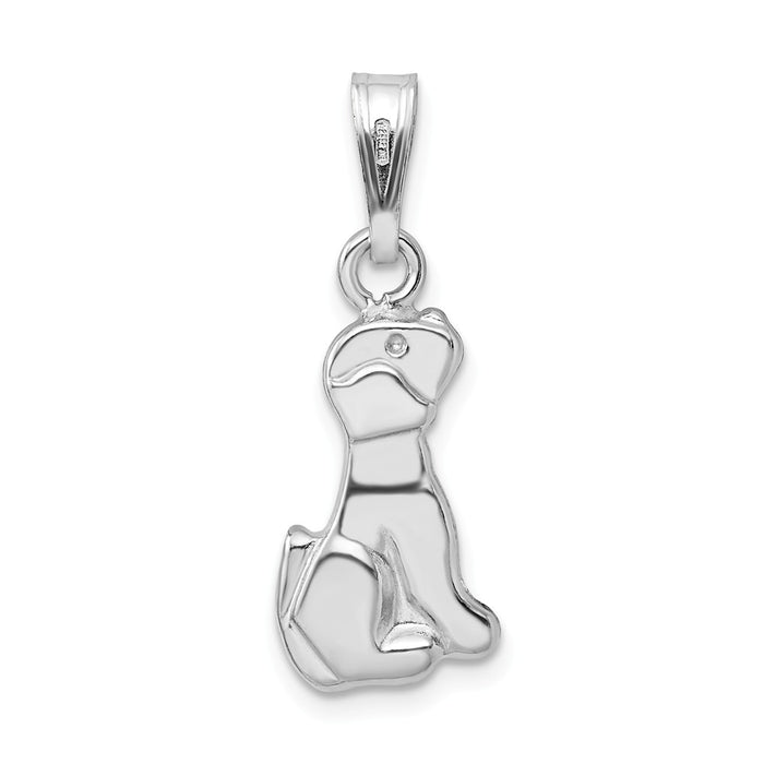 Million Charms 925 Sterling Silver Rhodium-Plated Polished & Laser Cut Dog Pendant