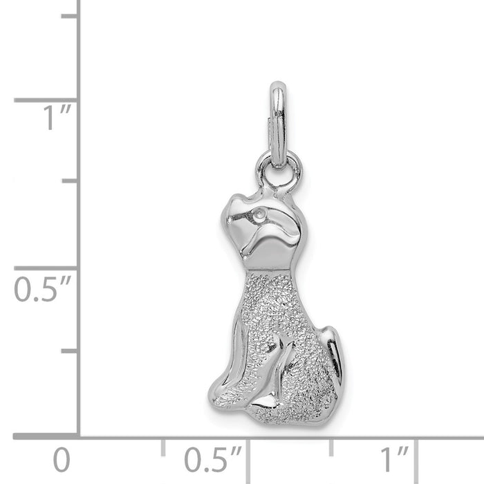 Million Charms 925 Sterling Silver Rhodium-Plated Polished & Laser Cut Dog Pendant