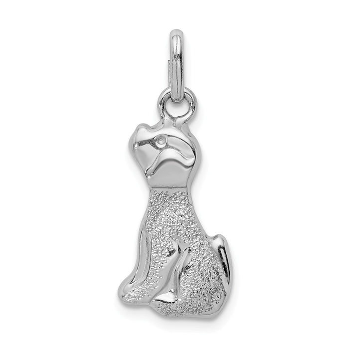 Million Charms 925 Sterling Silver Rhodium-Plated Polished & Laser Cut Dog Pendant