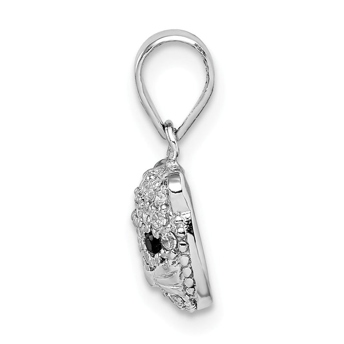 Million Charms 925 Sterling Silver Rhodium-Plated (Cubic Zirconia) CZ Cat Pendant