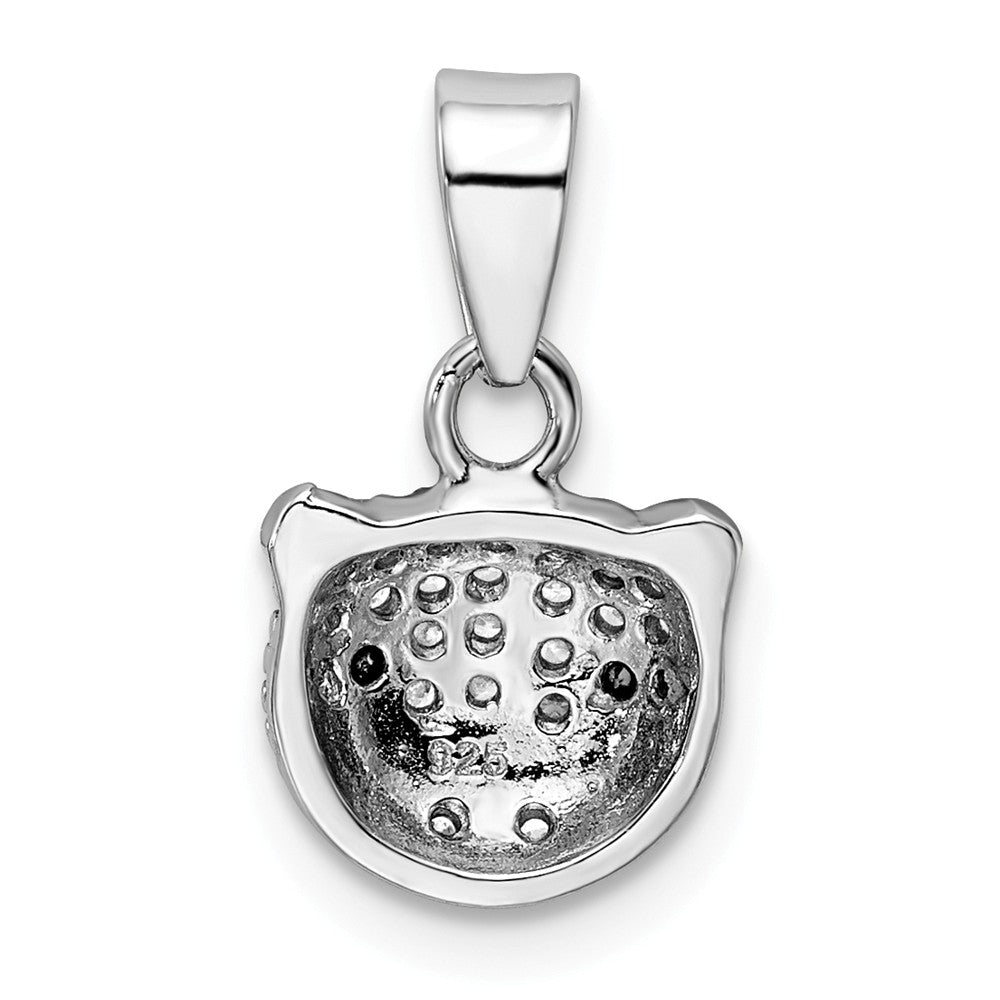 Million Charms 925 Sterling Silver Rhodium-Plated (Cubic Zirconia) CZ Cat Pendant