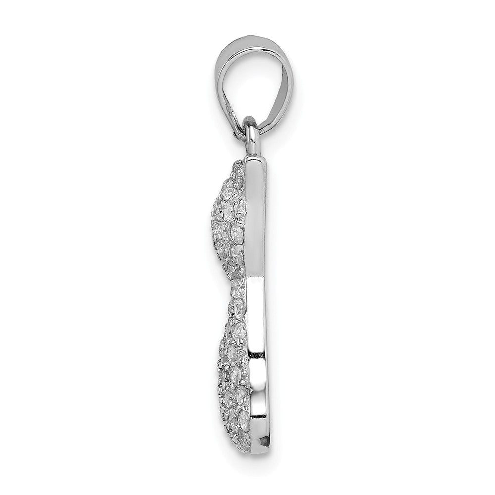 Million Charms 925 Sterling Silver Rhodium-Plated (Cubic Zirconia) CZ Cat Pendant