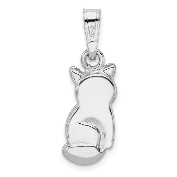 Million Charms 925 Sterling Silver Rhodium-Plated Polished Cat Pendant