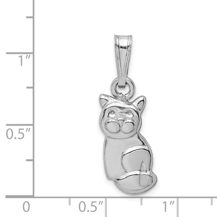 Million Charms 925 Sterling Silver Rhodium-Plated Polished Cat Pendant