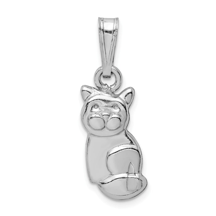 Million Charms 925 Sterling Silver Rhodium-Plated Polished Cat Pendant