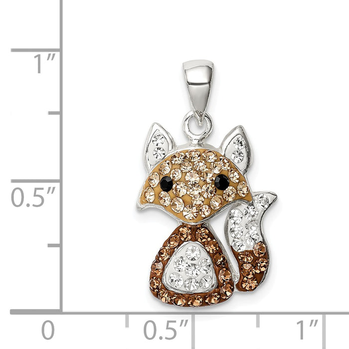 Million Charms 925 Sterling Silver Tan Preciosa Crystal Fox Pendant